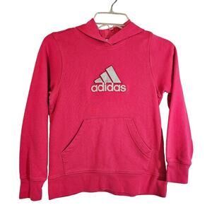 Adidas girls Small pink hooded hoodie sweat shirt pullover 2005 excellent cond
